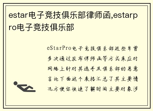 estar电子竞技俱乐部律师函,estarpro电子竞技俱乐部