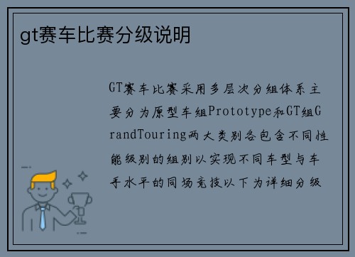 gt赛车比赛分级说明